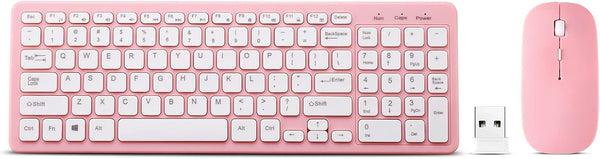 Wireless Keyboard and Mouse Combo, Compact Quiet Wireless Set 2.4G Ultra-Thin Design for Windows, Computer, Desktop,
