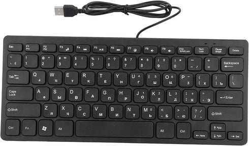 Yoidesu Wired Keyboard, TT-A01 78 Keys USB Mute Ultra Thin Mini Keyboard for PC Laptop Desktop (Russian)