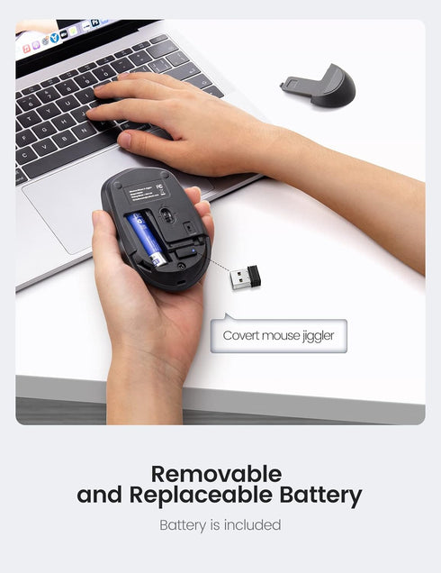 Covert Mouse Jiggler - 2 in 1 Undetectable Mouse Mover with ON/Off Switch, Simulate Mouse Movement to Keep Computer