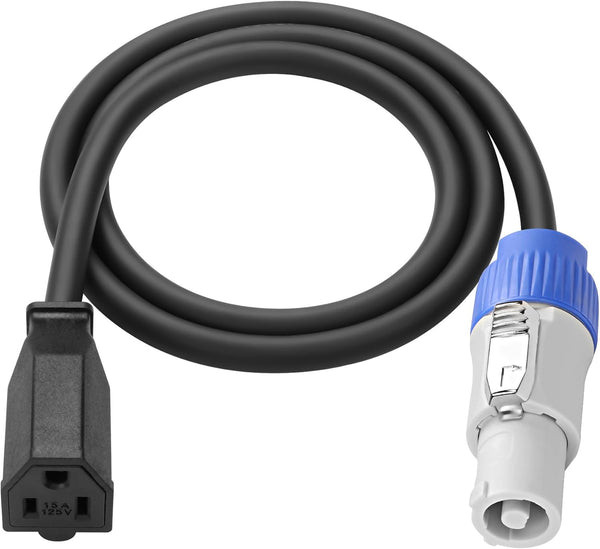 XMSJSIY 3-Prong NEMA 5-15R to PowerCon Power Cable Cord, 15A 125V, 3 Pin PowerCon Output Male Connector to NEMA 5-15R