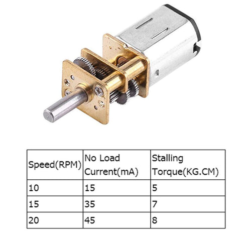 6V 1:1000 10/15/20 (6V 15RPM) DC Gear Motor High Torque Reduction Gearbox Motor RPM for Toy Car Intelligent Robot Model