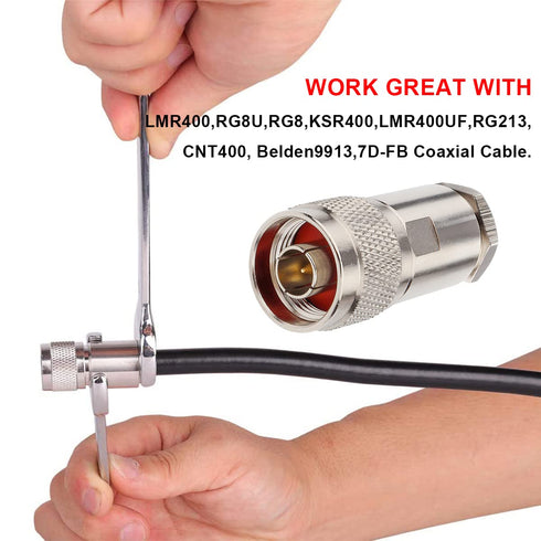 XRDS -RF 50 ohm N Male Connectors Clamp Plug Attach Adapter for LMR400 /KMR400 Cable Belden 9913 RG8 Cable Pack of 2