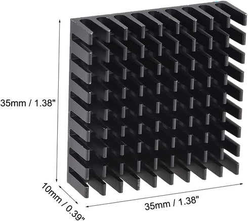 uxcell 10x35x35mm Black Aluminum Heatsink Thermal Adhesive Pad Cooler for 3D Printers (6 Pcs)