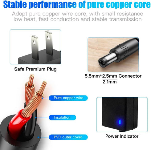 12V 3.5A Power Adapter - AC 100V-240V Converter for 12Volt Equipment with 5.5mm x 2.5mm/2.1mm Tip