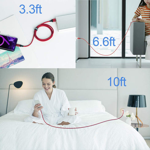 AkoaDa 10ft USB C Charger Cable (3 Pack) - Fast Nylon Braided, Compatible with Samsung Galaxy Note 9/8, LG V70/V60,