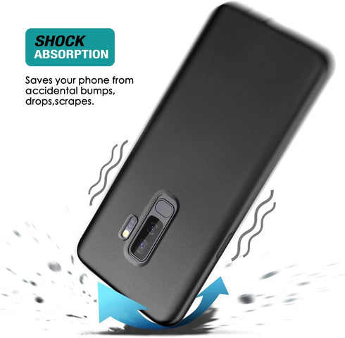 SURITCH for Samsung Galaxy S9 Plus Case, Built-in Screen Protector, Matte Black Hard Protection