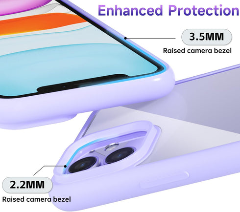 oakxco Thin Slim Clear Case for iPhone 11, Transparent Hybrid Hard Shell & Soft Silicone Rubber Bumper, Purple Lavender