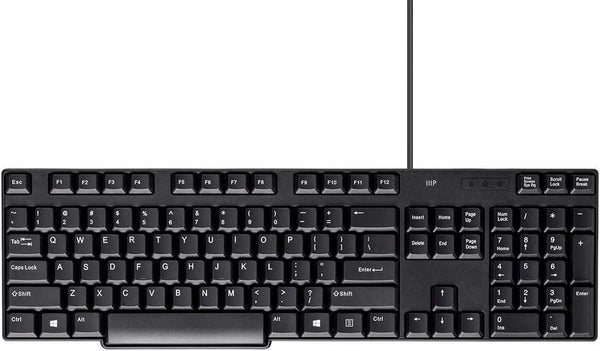 Monoprice USB Keyboard - Spill Resistant Membrane, Comfortable Standard Layout, Black - Workstream Collection