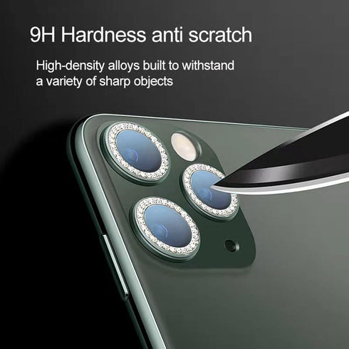 SVIBEE Camera Lens Protector for iPhone 11/12/12mini, Aluminum Alloy Lens Screen Cover Film, Rocky Crystal