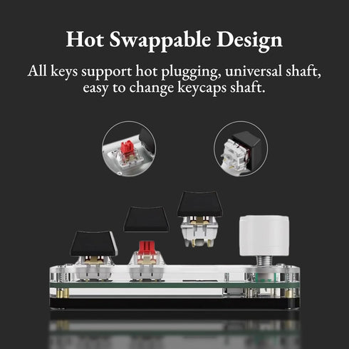 USB Mini Keypad, Customized Knobs Red Switch Macro Keyboard, Ergonomic Plug and Play for Desktop PC (6 Keys with 1 Knob)