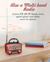 PRUNUS J-180 Vintage Retro Radio Bluetooth Speaker, Portable AM FM Radio with Loud Volume, BT5.0, TF Card & MP3 Player