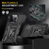 iPhone 15 Pro Kickstand Case with Slide Camera Cover & 360° Ring Stand, plus 2 Tempered Glass Screen Protectors, Black.