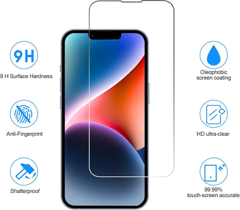 SIBEITU 3 Pack Screen Protector for iPhone 14 Pro with 3 Pack Camera Lens Tempered Glass Protector, 6.1 Inch HD Clear Tempered Glass Film 9H Hardness Scratch Resistent, No Air Bubbles