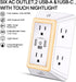 Multi Plug Outlet Surge Protector, POWRUI 6 Outlet Extender with 3 USB Ports and Night Light