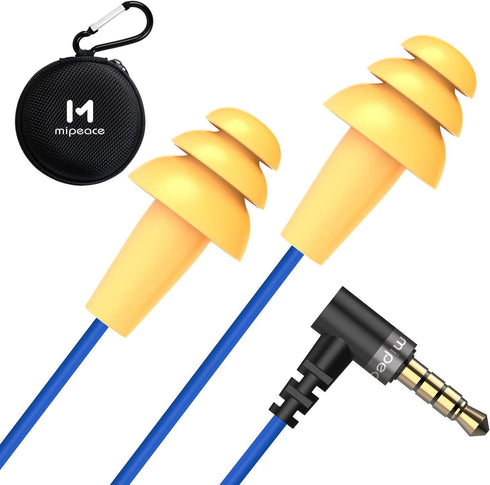 MIPEACE Work Earbuds Headphones, Noise Isolating Ear Plug Earphones for Industrial Safety Construction (Blue)