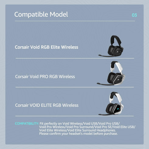 Frozen Replacement Ear Pads for Corsair Void Pro Wireless/Wired Gaming Headsets, Compatible with Corsair Void Elite PC Headset, Earpad with Soft Clothes & High-Density Memory Foam