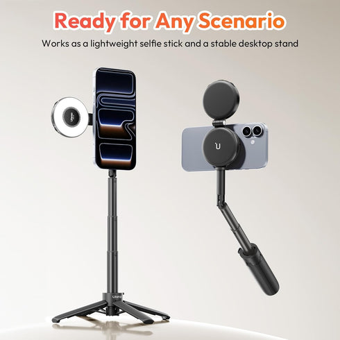 ULANZI MT71 180 17-12 Mini Magnetic Selfie Stick Tripod, Foldable & Lightweight, Tilt, Compatible with iPhone Series