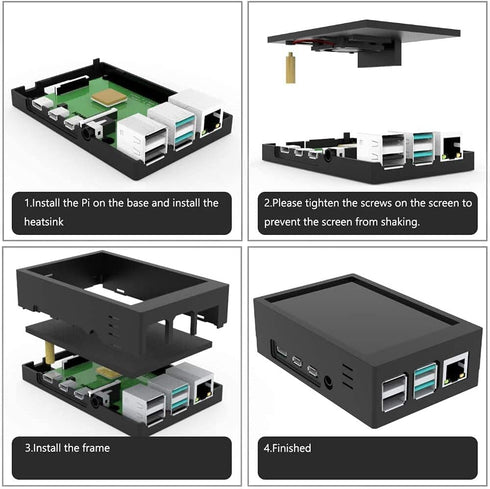 CUQI 4 3.5 inch 480x320 60fps for Raspberry Pi TFT Touch Screen with Case, Mini Cooling Fan and Heatsink, Resolution