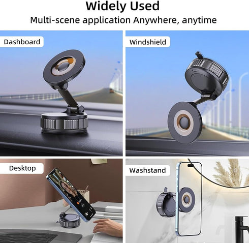 LFNOWN Phone Holders for Your Car Adjustable Upgraded Vacuum Magnetic Suction Cup Phone Mount
