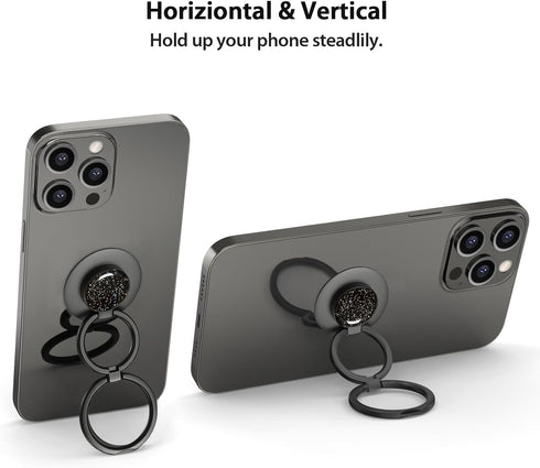 MonIdea Phone Grip, Phone Ring Holder Finger Kickstand, Foldable & Adjustable Double Metal Cell Phone Rings Gripper