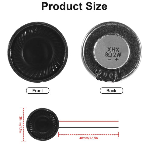 15pcs 2W 8 Ohm 28MM Mini Speaker Round Internal Magnet Speaker MP3 MP4 Player Speaker with 60MM Cable Length