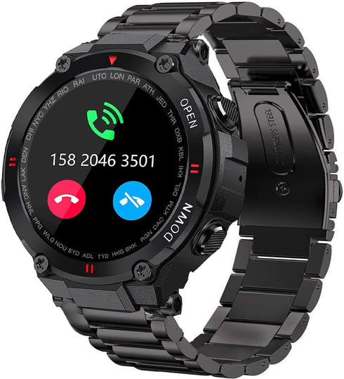 EIGIIS Military Smartwatch Straps - Stainless Steel Metal Replacement Straps for K22 Military Smartwatch