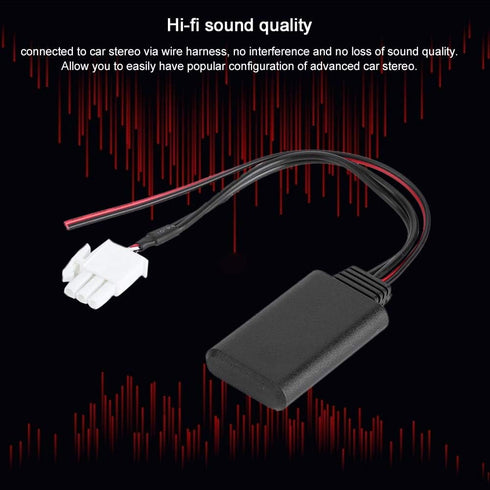 Qiilu 3-Pin AUX Bluetooth Adapter for Honda GL1800 Goldwing Car, Wireless Audio Cable Adapter