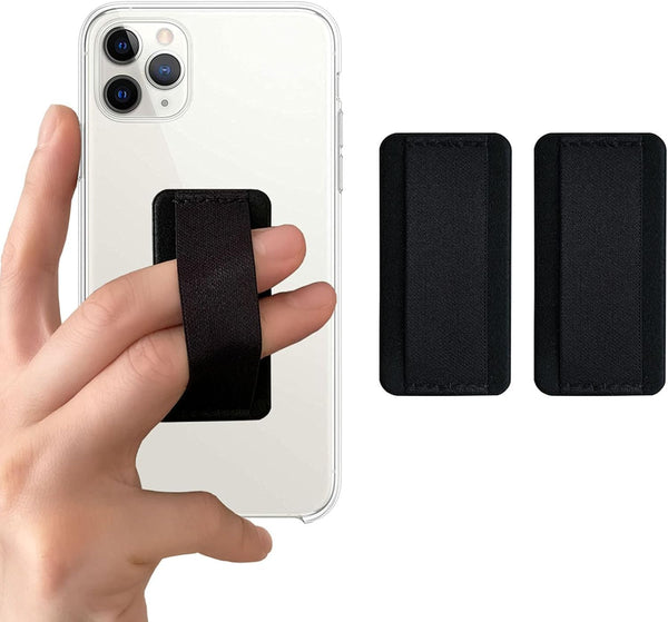 Telescopic Phone Grip Holder with Finger Strap for Smartphones, Slim Finger Loop Selfie Grip, 2 Pack (Black)