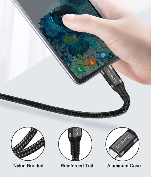 6.6ft USB A to USB C Cable, 10Gbps Data Transfer, 60W Fast Charging for Samsung S21/S20/Note 20, iPad Pro, LG, Sony XZ.