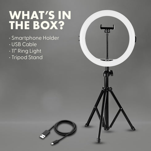 SQUATZ 11 12W 3 10 6 LED Selfie Ring Light with Wired Control, Color Modes, Brightness Levels, Tripod Stand