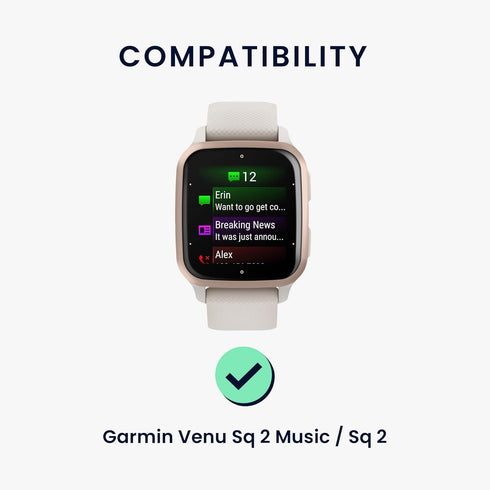 kwmobile Straps Compatible with Garmin Venu Sq 2 Music/Sq 2, 2x Replacement Silicone Watch Bands - Black/Grey
