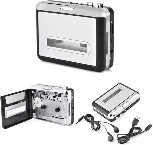 Vvikizy Cassette Cassette MP3 Cassette mp3 Cassette mp3 Microcassette Player USB Tape to PC CD Switcher Clear Stereo