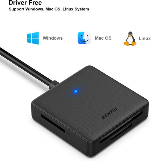 BENFEI 4in1 USB USB-C to SD Micro SD MS CF Card Reader Adapter, Compatible with iPhone 15 Pro/Max, MacBook Pro/Air