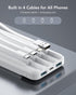 Portable Charger with Built in Cables, Portable Charger with Cords Wires Slim 10000mAh Travel Battery Pack 6 Outputs 3 Inputs 3A Fast Charging Power Bank for Samsung Google Pixel LG Moto iPhone iPad