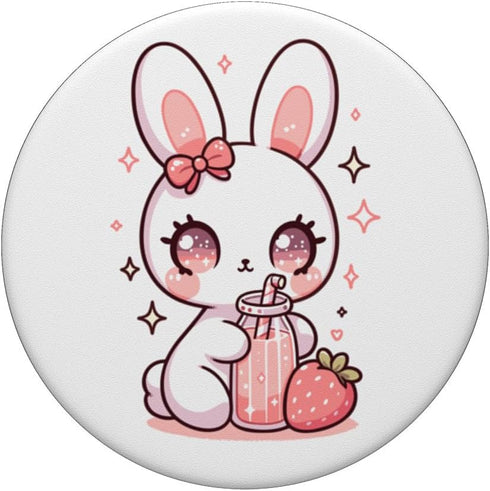 Cute Japanese Kawaii Style Bunny Drinking Strawberry Milk - PopSockets Standard PopGrip
