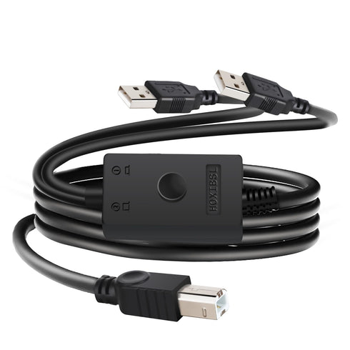 HOXIBSL 14.7FT Printer Cable Splitter 2 in 1 Out,Printers Cable with Toggle Switch