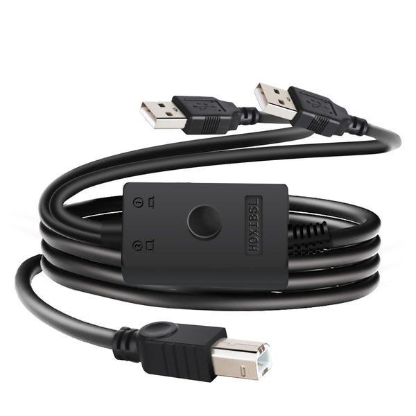 HOXIBSL 14.7FT Printer Cable Splitter 2 in 1 Out,Printers Cable with Toggle Switch