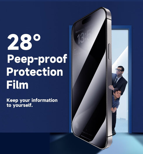 MAGIC JOHN Privacy Glass Screen Protector for iPhone 15 Pro Max 6.7" - 2 Pack, Bubble Free, HD Clear, Easy Install,