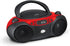 GPX, Inc. Portable Top-Loading CD Boombox, Red/Black, with AM/FM Radio and 3.5mm Line In
