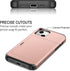 SAMONPOW Rose Gold Case for iPhone 13 with Card Holder, Dual Layer Hybrid Wallet Heavy Duty Protection