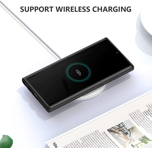 ZUSLAB Black Silicone Case for Samsung Galaxy S24 Ultra 6.8", Slim Fit TPU Rubber Gel, Shockproof, Wireless Charging