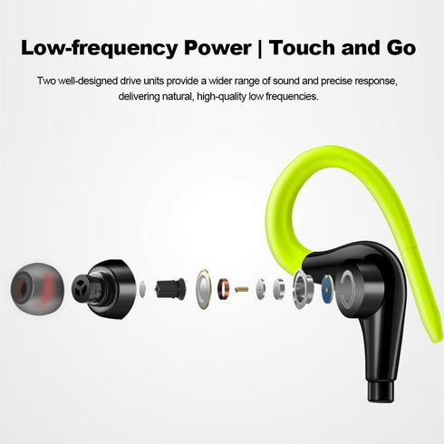 Docooler Wired in-Ear Waterproof Earphones, Stereo Super Bass Headphones with Mic for Sports (Green)