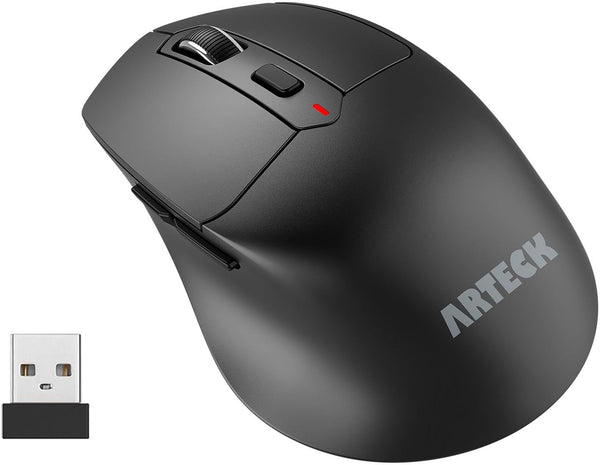 Arteck 2.4G Wireless Mouse with Nano USB Receiver, Ergonomic Right Hand Silent Clicking for Computer/Desktop/PC/Laptop