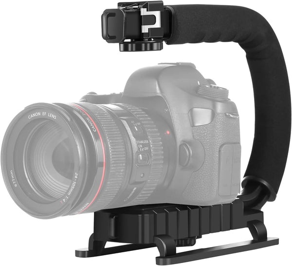 PULUZ Video Action Handheld Stabilizer, U/C Shape Grip with Cold-Shoe Mount for All Camera Action Cameras