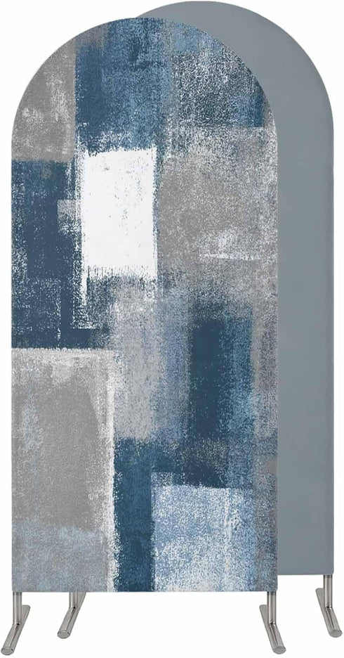 Jnbasdffb 6 Blue Grey Ombre Wedding Arch Cover,Stretchy Spandex Arch Backdrop Stand Covers FT,Abstract Vintage Oil