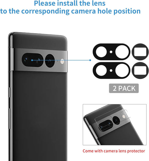 2 Pack Back Rear Camera Lens Glass Replacement for Google Pixel 7 Pro 5G 2022 with Pre-Installed Adhesive, Repair Tool