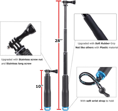 Trehapuva 28 13 12 11 10 9 8 7 6 Insta360 Extension Selfie Stick Compact Handle Grip Adjustable Pole Waterproof Monopod