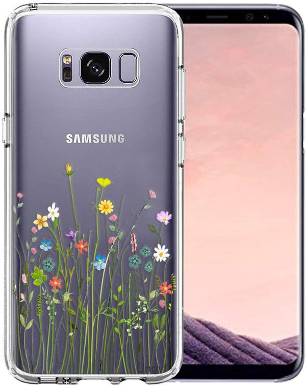 Unov Case for Galaxy S8, Clear Soft TPU Shock Absorption Slim Protective Back Cover with Floral Design (Flower Bouquet)