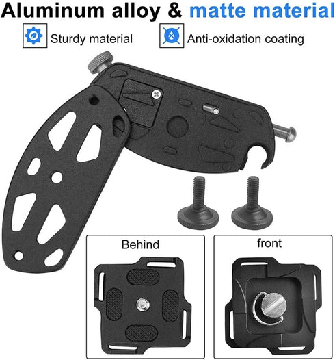 Heavy Duty Camera Backpack with Waist Shoulder Strap, Quick Release Buckle Holder Clip Mount for DSLR Video Gopros