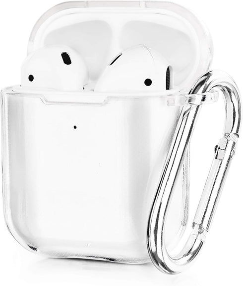AIRSPO Clear Soft TPU Case for Apple AirPods 1/2 - Protective Cover with Keychain, Compatible with Wireless Charging.